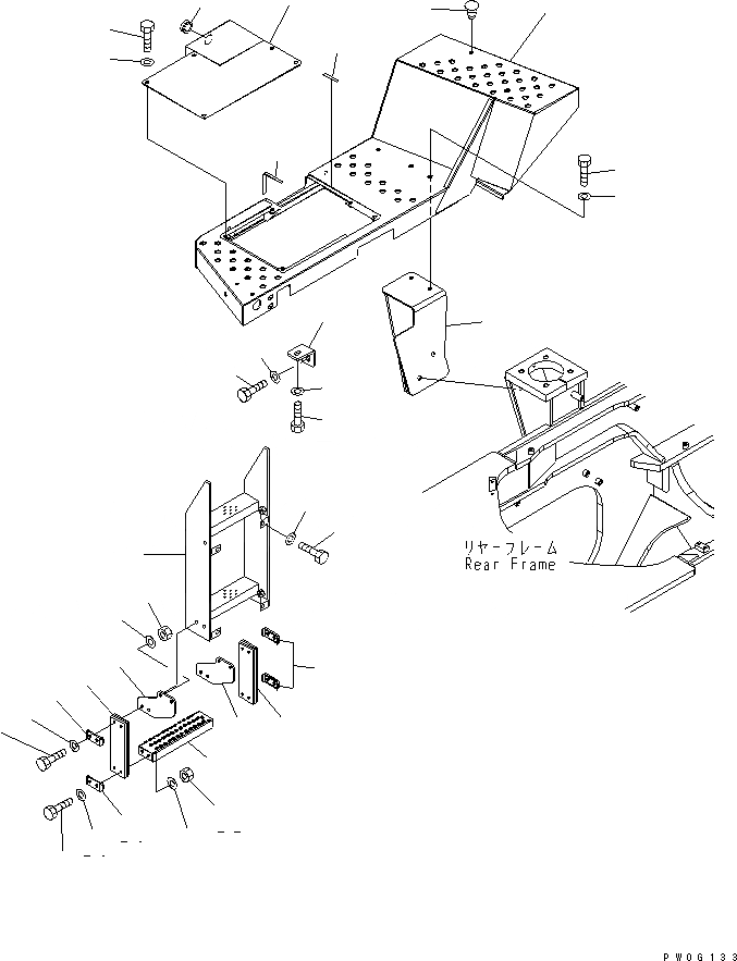 Схема запчастей Komatsu WA470-5 - ЛЕСТНИЦА (ПОЛ ПРАВ.) (ДЛЯ ТУННЕЛЬН. СПЕЦ-Я.) ЧАСТИ КОРПУСА