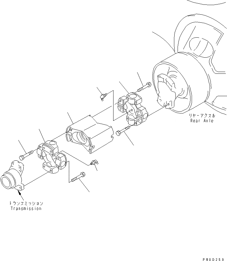 Схема запчастей Komatsu WA470-6 - ВЕДУЩ. ВАЛ (ЗАДН.)(№8-9) СИЛОВАЯ ПЕРЕДАЧА