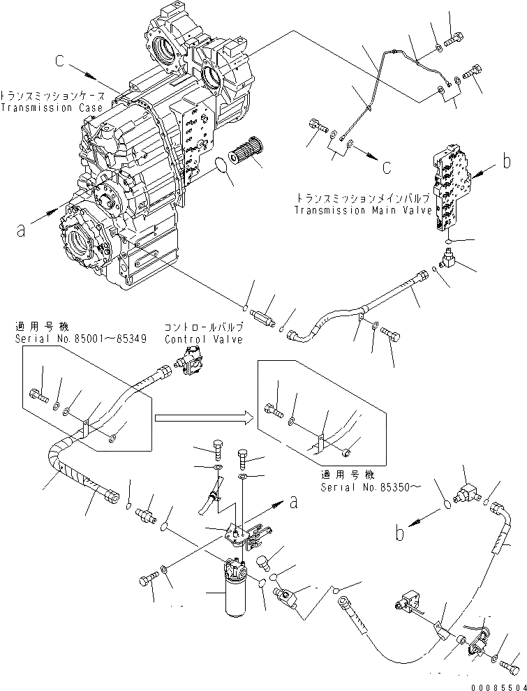 Схема запчастей Komatsu WA470-6 - ТРАНСМИССИЯ (ТРУБЫ)(№8-9) СИЛОВАЯ ПЕРЕДАЧА