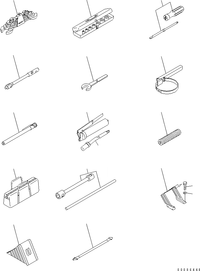 Схема запчастей Komatsu WA470-6 - ИНСТРУМЕНТ (ИНСТРУМЕНТ И КОЛЕСА СТОПОР) (ДЛЯ ЕС)(№9-) АКСЕССУАРЫ И ИНСТРУМЕНТ