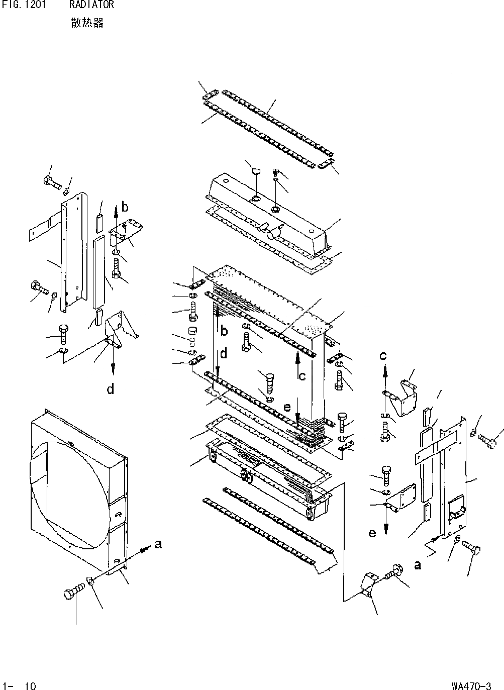 Схема запчастей Komatsu WA470-DZ-3 - РАДИАТОР [КОМПОНЕНТЫ ДВИГАТЕЛЯ И ЭЛЕКТРИКА]