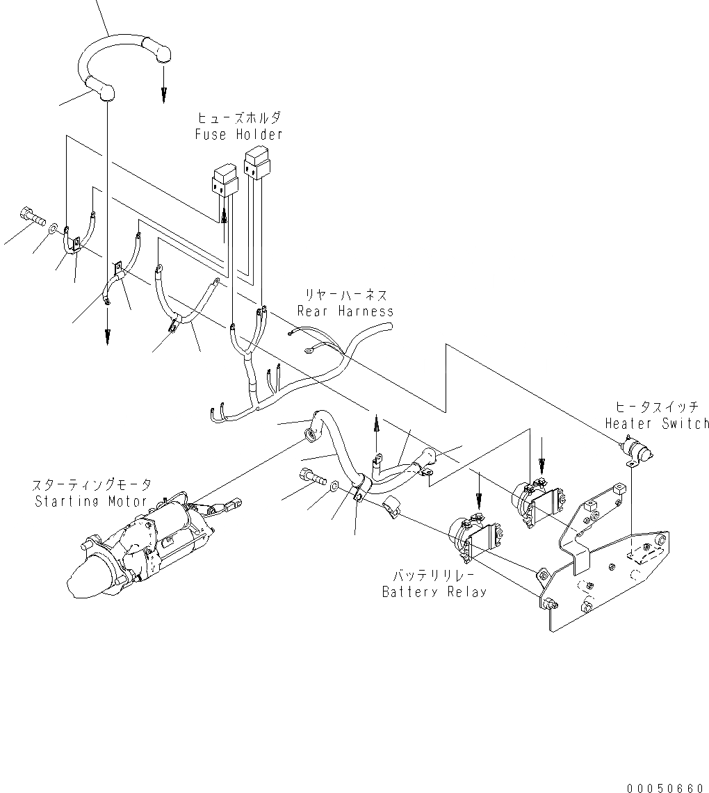 Схема запчастей Komatsu WA470-6 LC - ЗАДН. Э/ПРОВОДКА (WIRE) E ЭЛЕКТРИКА