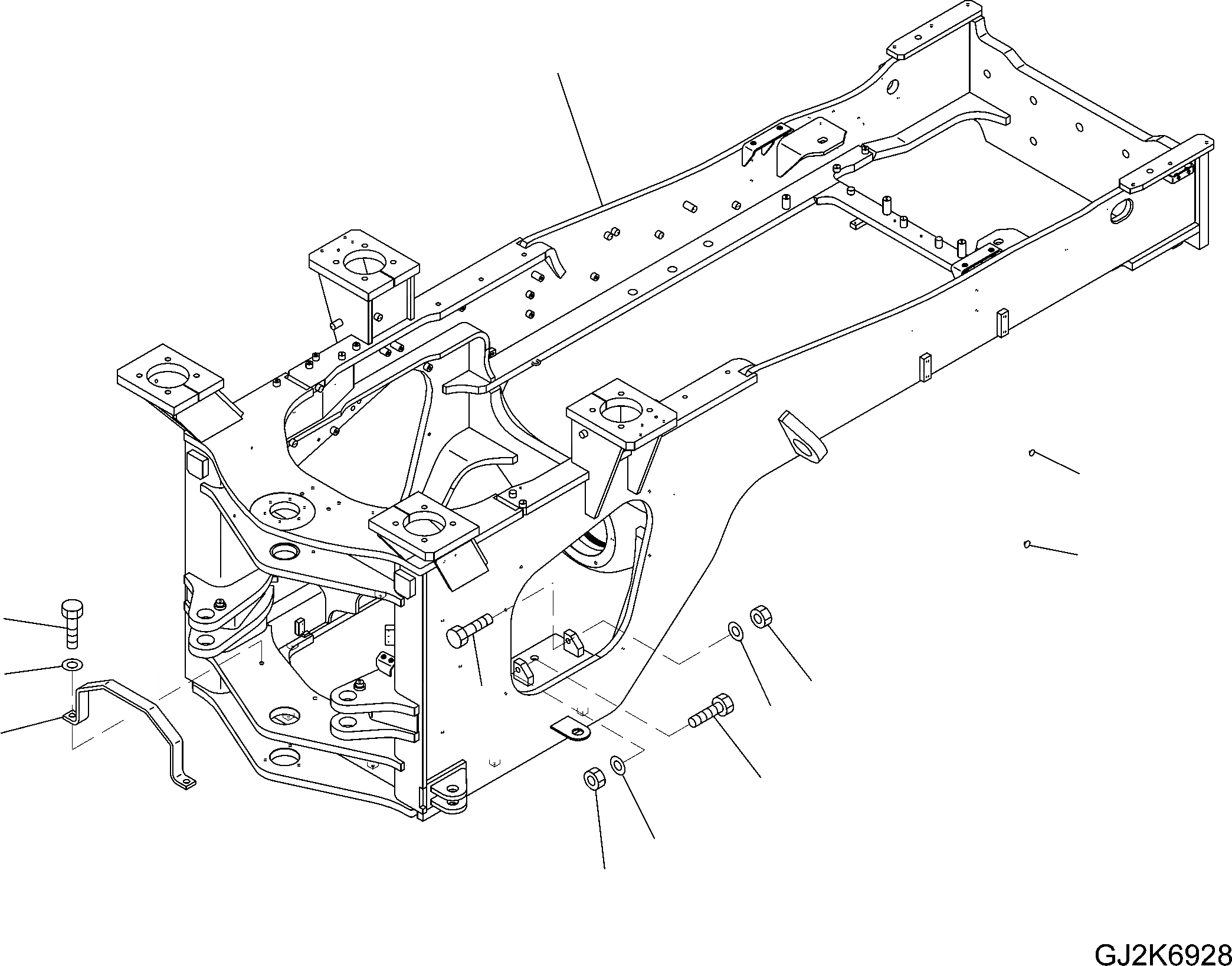Схема запчастей Komatsu WA470-6 LC - ЗАДН. РАМА J ОСНОВНАЯ РАМА И ЕЕ ЧАСТИ