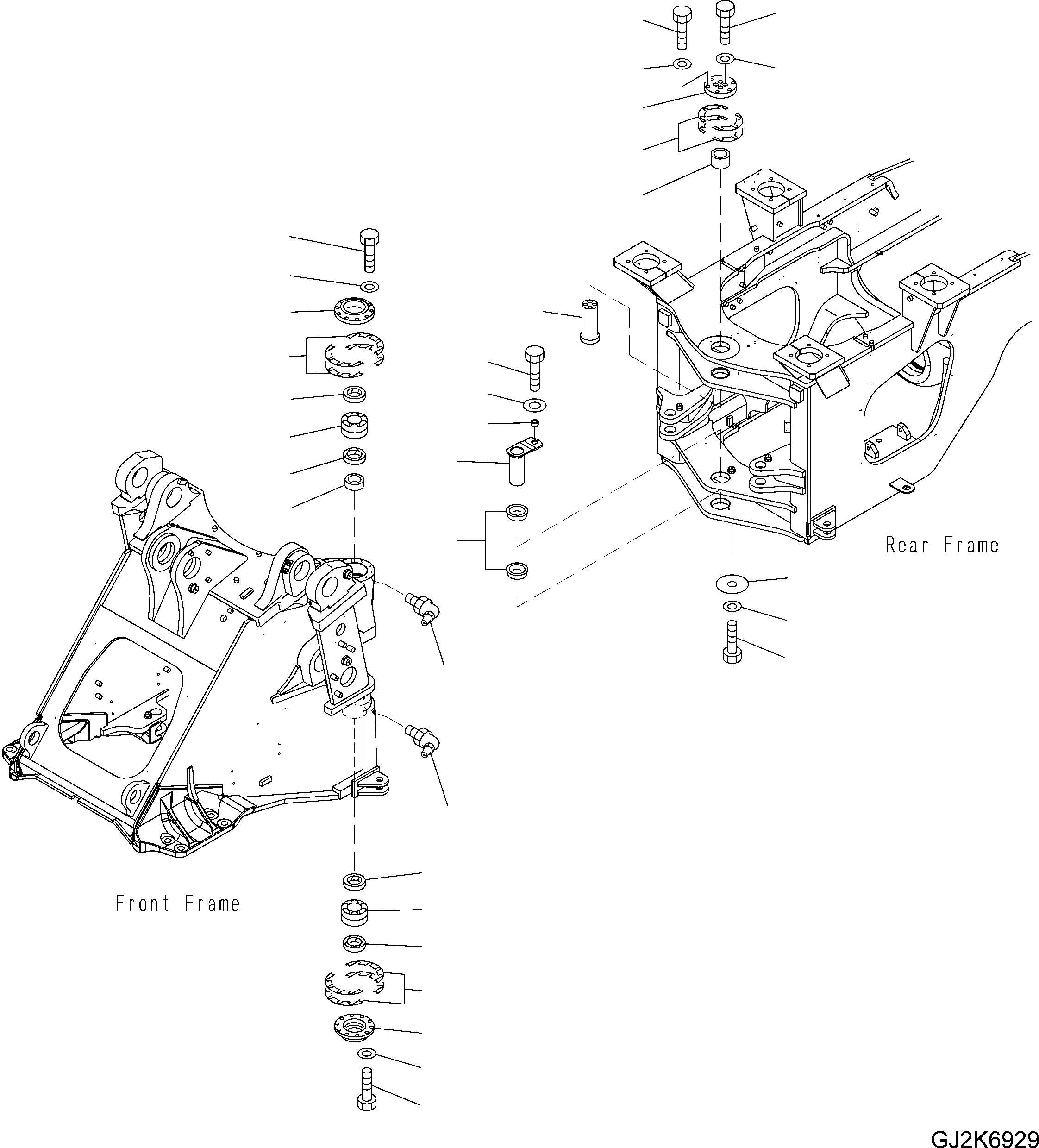 Схема запчастей Komatsu WA470-6 LC - HINGE ПАЛЕЦ J ОСНОВНАЯ РАМА И ЕЕ ЧАСТИ