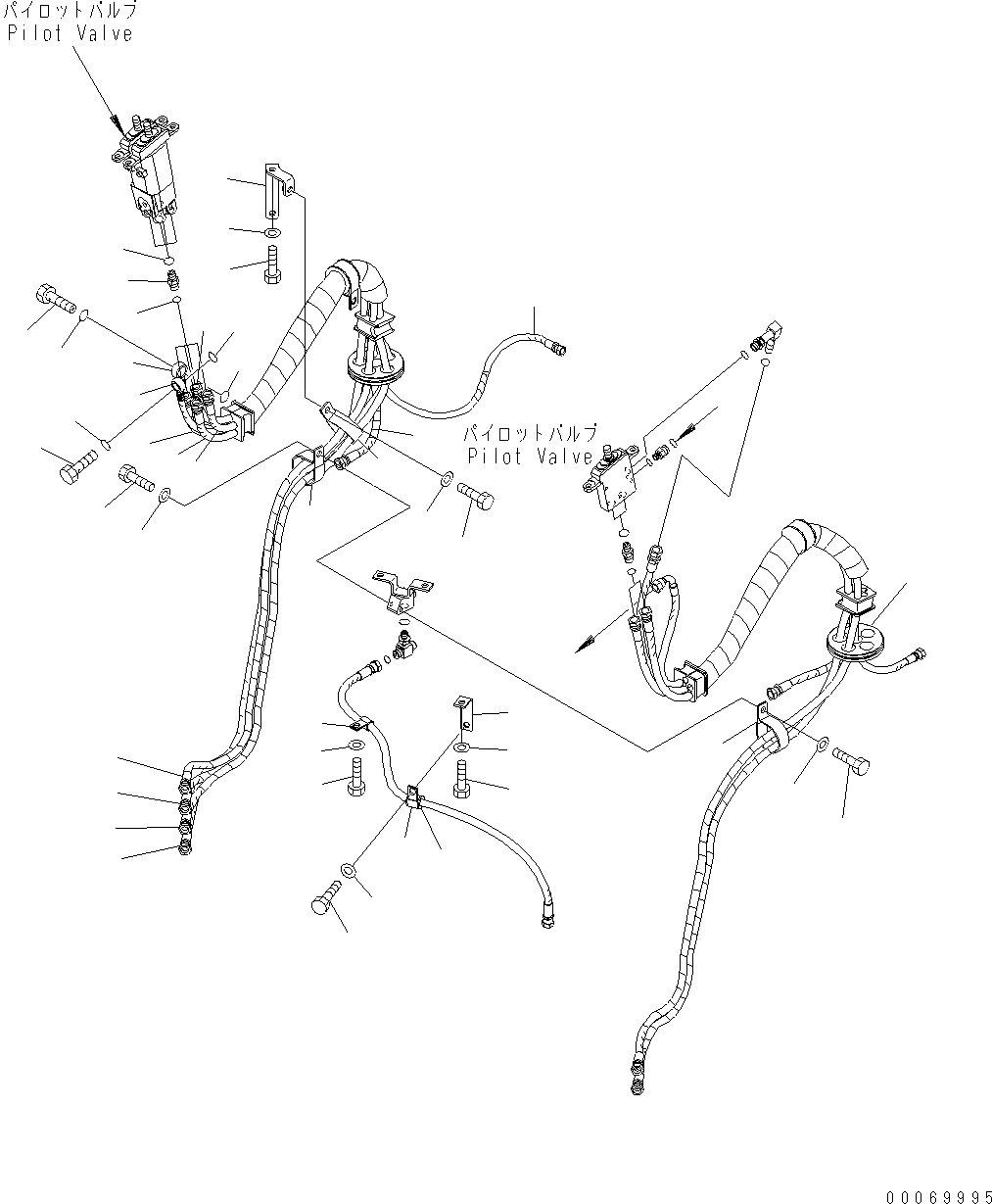 Схема запчастей Komatsu WA470-6 LC - УПРАВЛЕНИЕ ПОГРУЗКОЙ (3-Х СЕКЦИОНН. PPC) (ШЛАНГИ) (/) (ДЛЯ УПРАВЛ-Е ДЖОЙСТИКОМ) K OPERATORґS ОБСТАНОВКА И СИСТЕМА УПРАВЛЕНИЯ