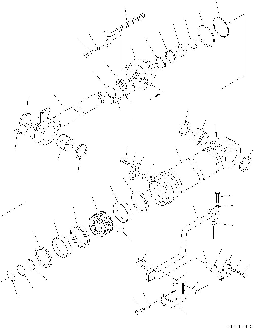 Схема запчастей Komatsu WA470-6 LC - ЦИЛИНДР КОВША (STD) (ВНУТР. ЧАСТИ) Y ОСНОВН. КОМПОНЕНТЫ И РЕМКОМПЛЕКТЫ