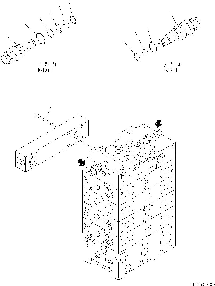 Схема запчастей Komatsu WA470-6 LC - ОСНОВН. КЛАПАН (3-Х СЕКЦИОНН.) (/) Y ОСНОВН. КОМПОНЕНТЫ И РЕМКОМПЛЕКТЫ