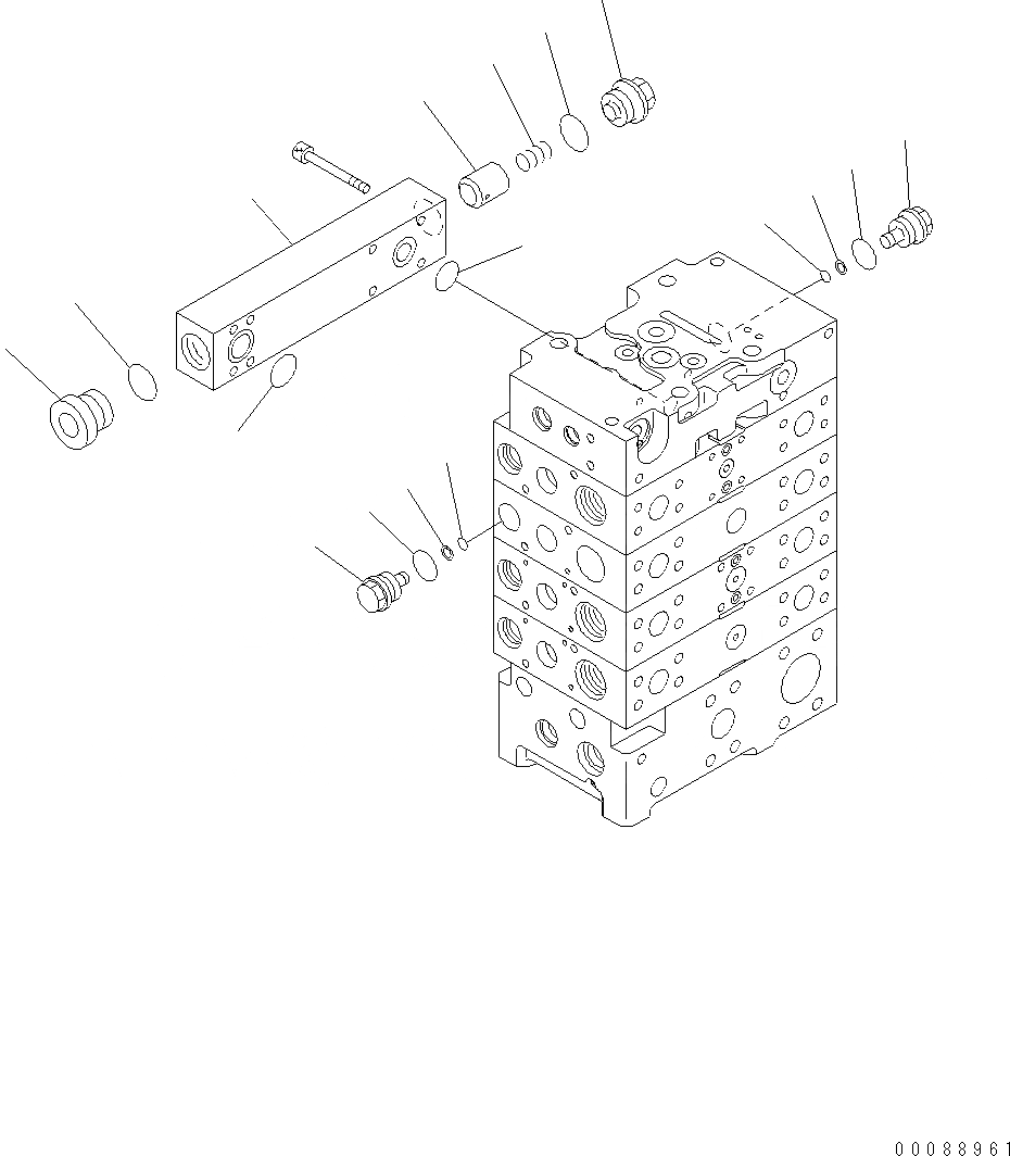 Схема запчастей Komatsu WA470-6 LC - ОСНОВН. КЛАПАН (3-Х СЕКЦИОНН.) (ДЛЯ КЛАПАН EPC) (/9) Y ОСНОВН. КОМПОНЕНТЫ И РЕМКОМПЛЕКТЫ