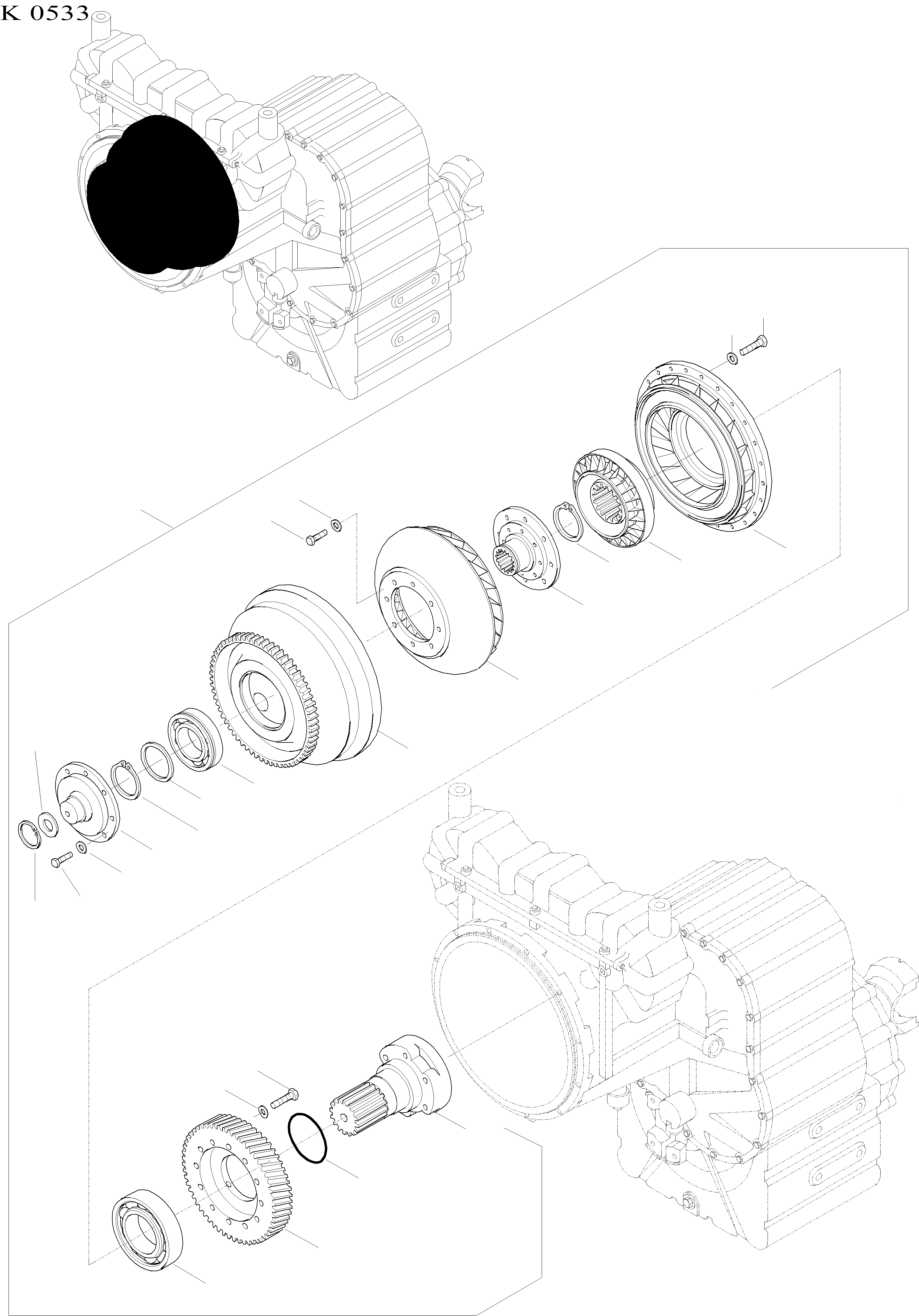 Схема запчастей Komatsu WA470-3 - ГИДРОТРАНСФОРМАТОР ТРАНСМИССИЯ, КРЕСТОВИНА