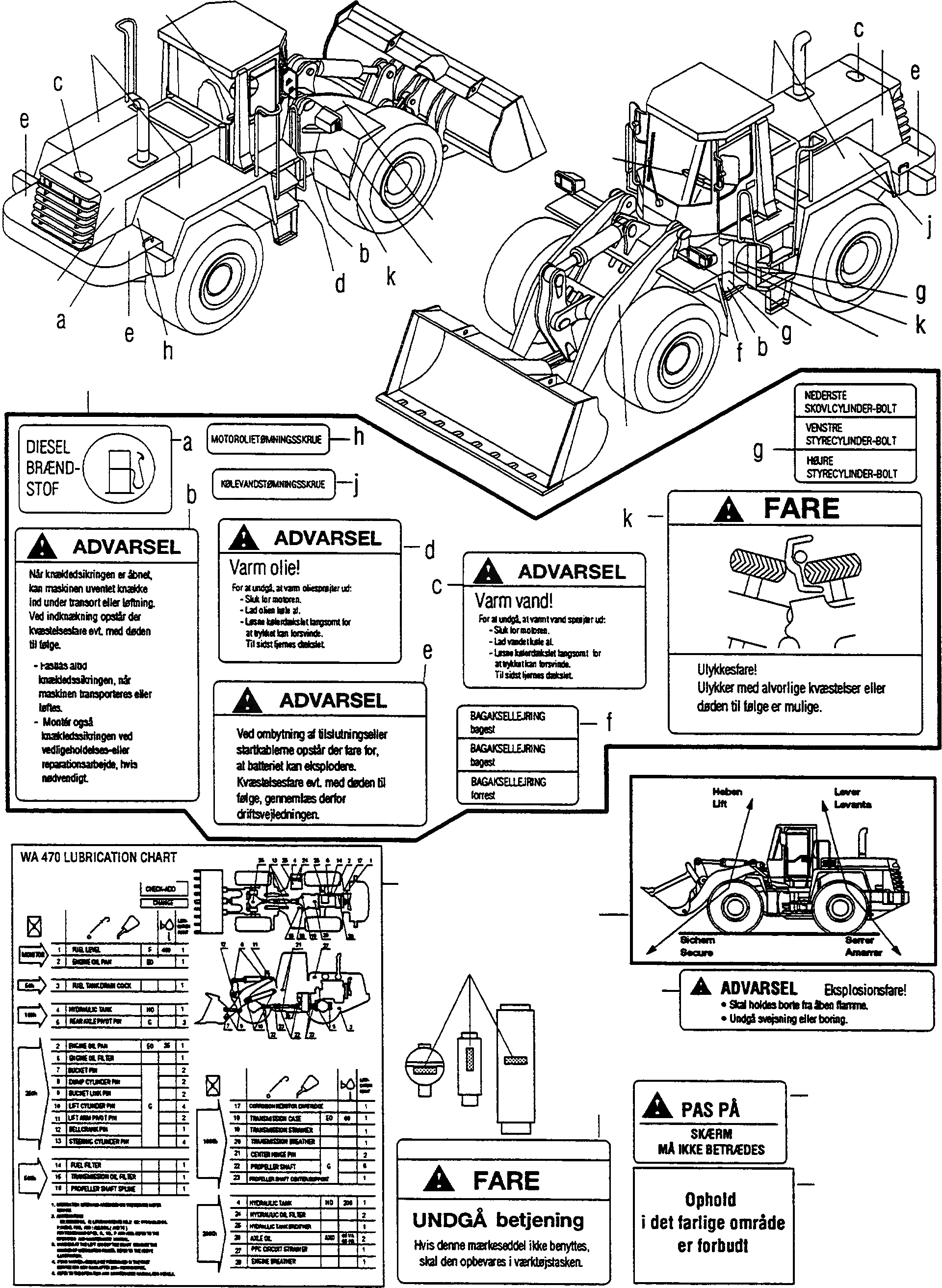 Схема запчастей Komatsu WA470-3 - ТАБЛИЧКИS, DANISH ИНСТРУМЕНТ, АКСЕССУАРЫ, БУКВЕНН.