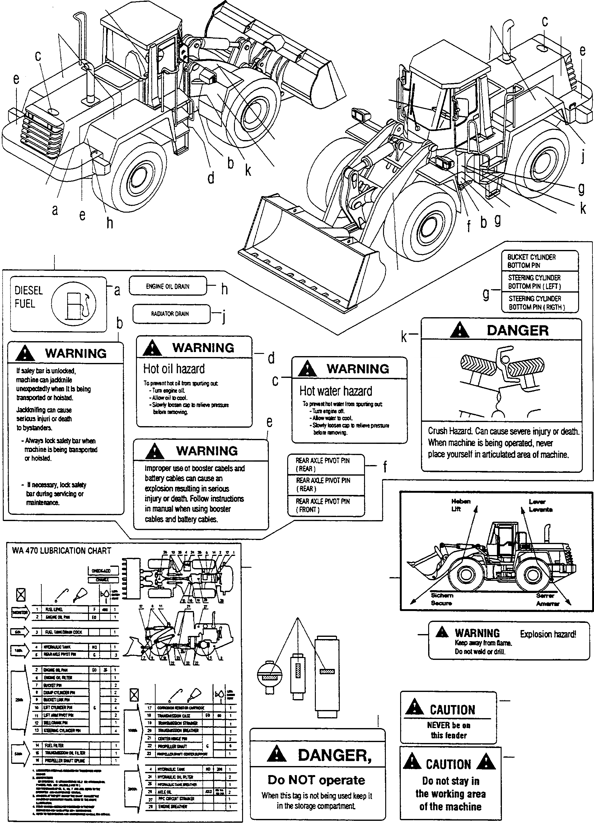 Схема запчастей Komatsu WA470-3 - ТАБЛИЧКИS, АНГЛ. ИНСТРУМЕНТ, АКСЕССУАРЫ, БУКВЕНН.