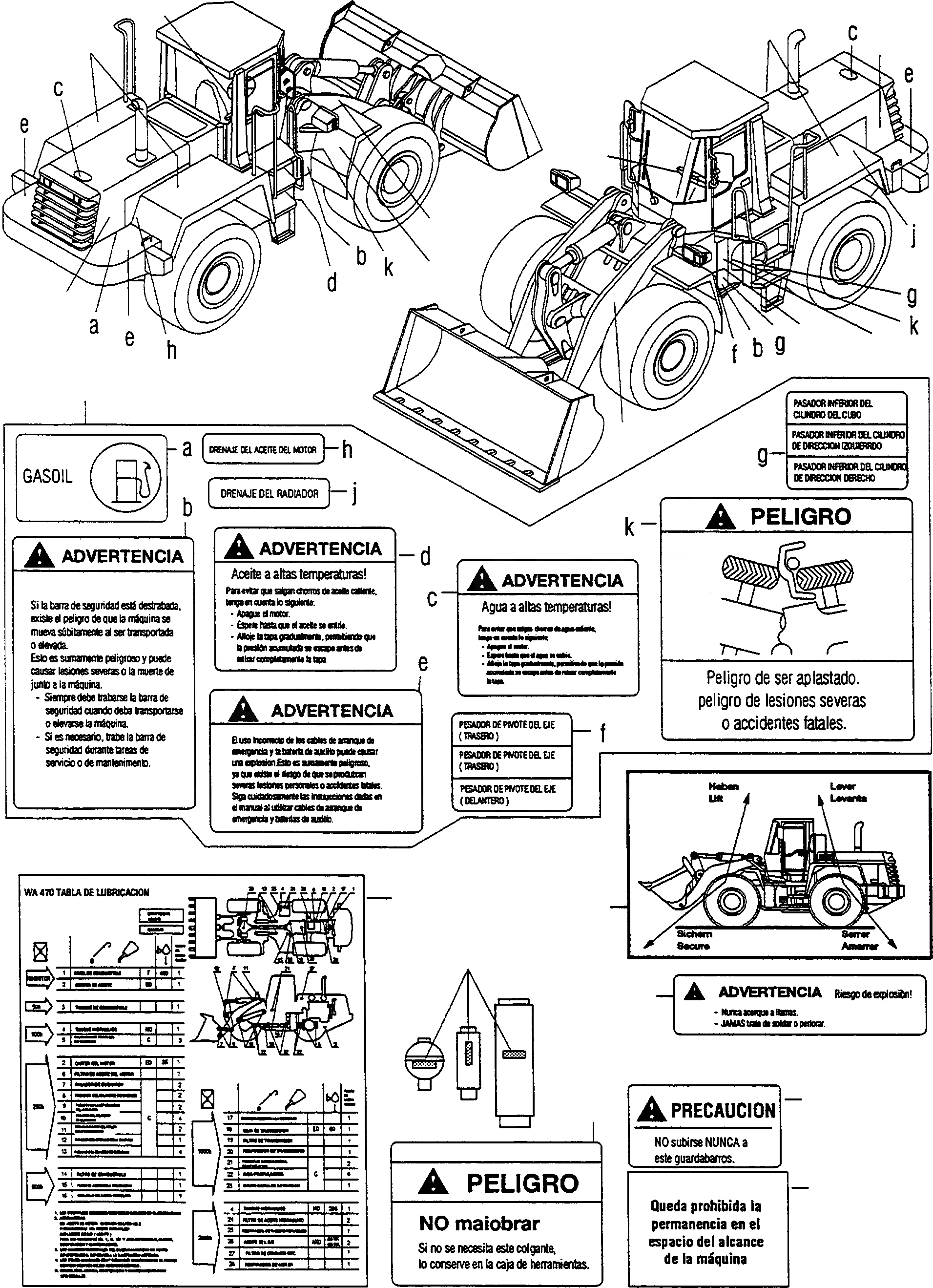 Схема запчастей Komatsu WA470-3 - ТАБЛИЧКИS, ИСПАНИЯ ИНСТРУМЕНТ, АКСЕССУАРЫ, БУКВЕНН.