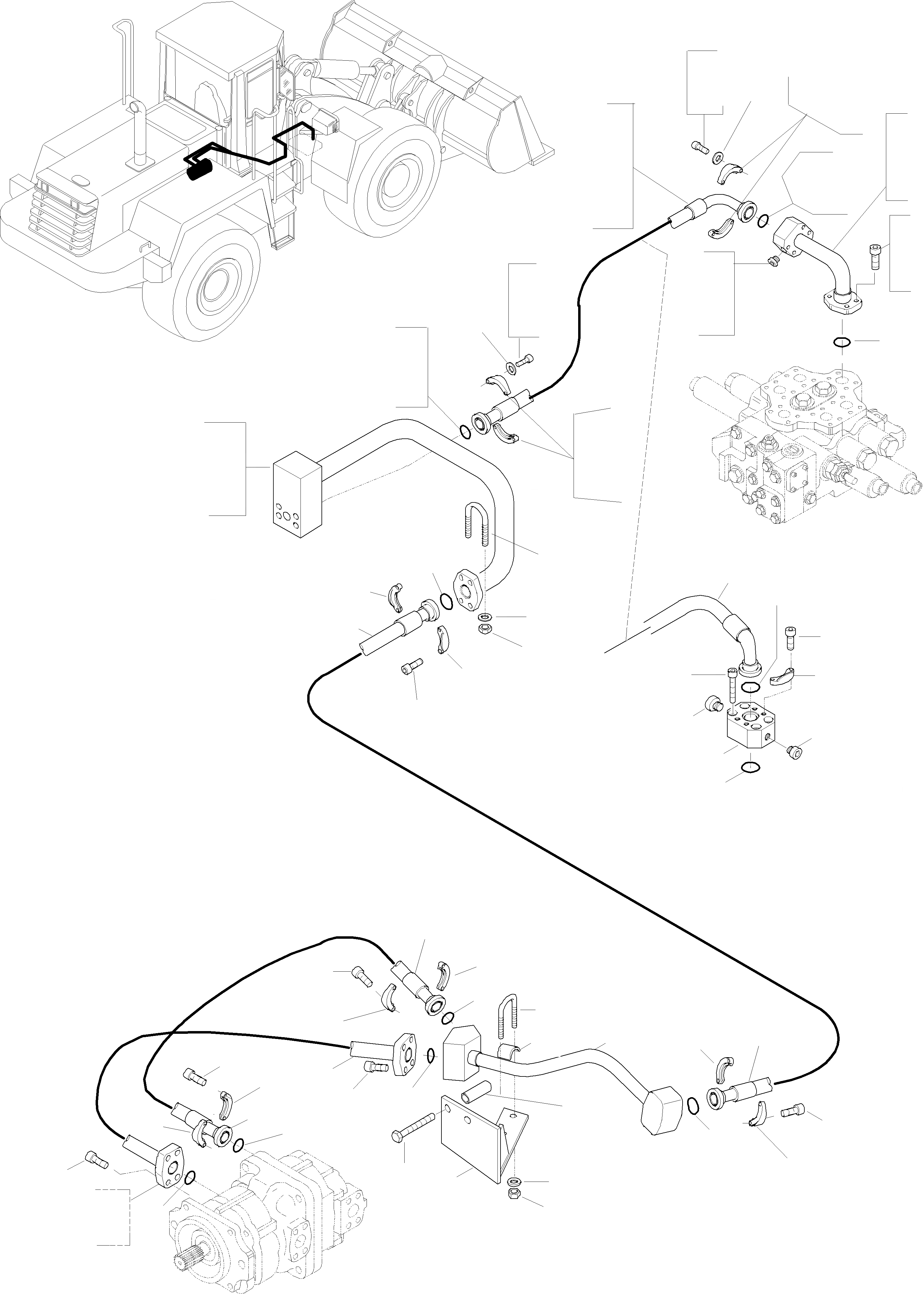 Схема запчастей Komatsu WA470-3 - PRESSURE ТРУБЫS - УПРАВЛЯЮЩ. КЛАПАН ГИДРАВЛИКА