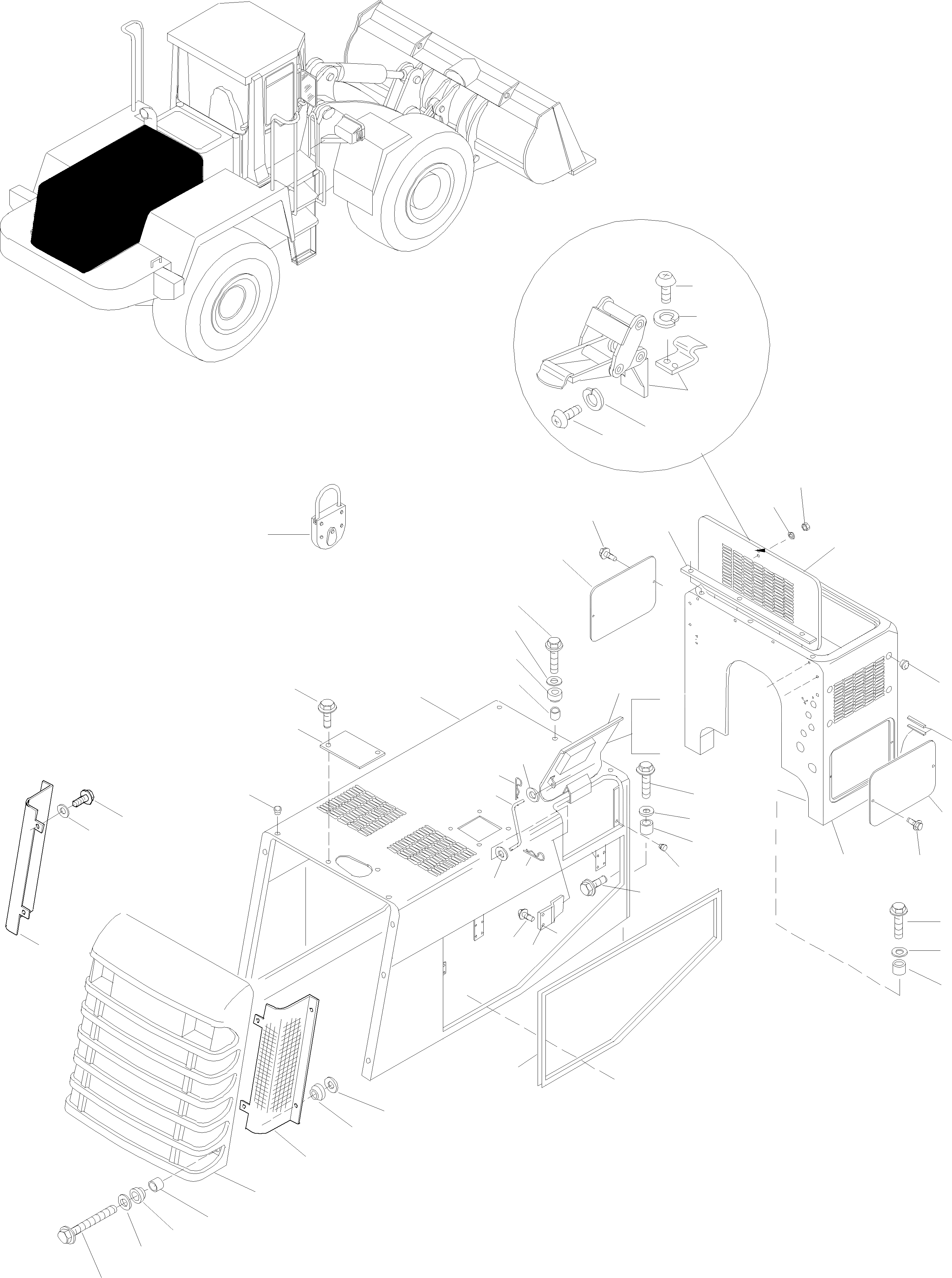 Схема запчастей Komatsu WA470-3 active - ЗАЩИТА РАДИАТОРА AND КРЫШКА РАМА