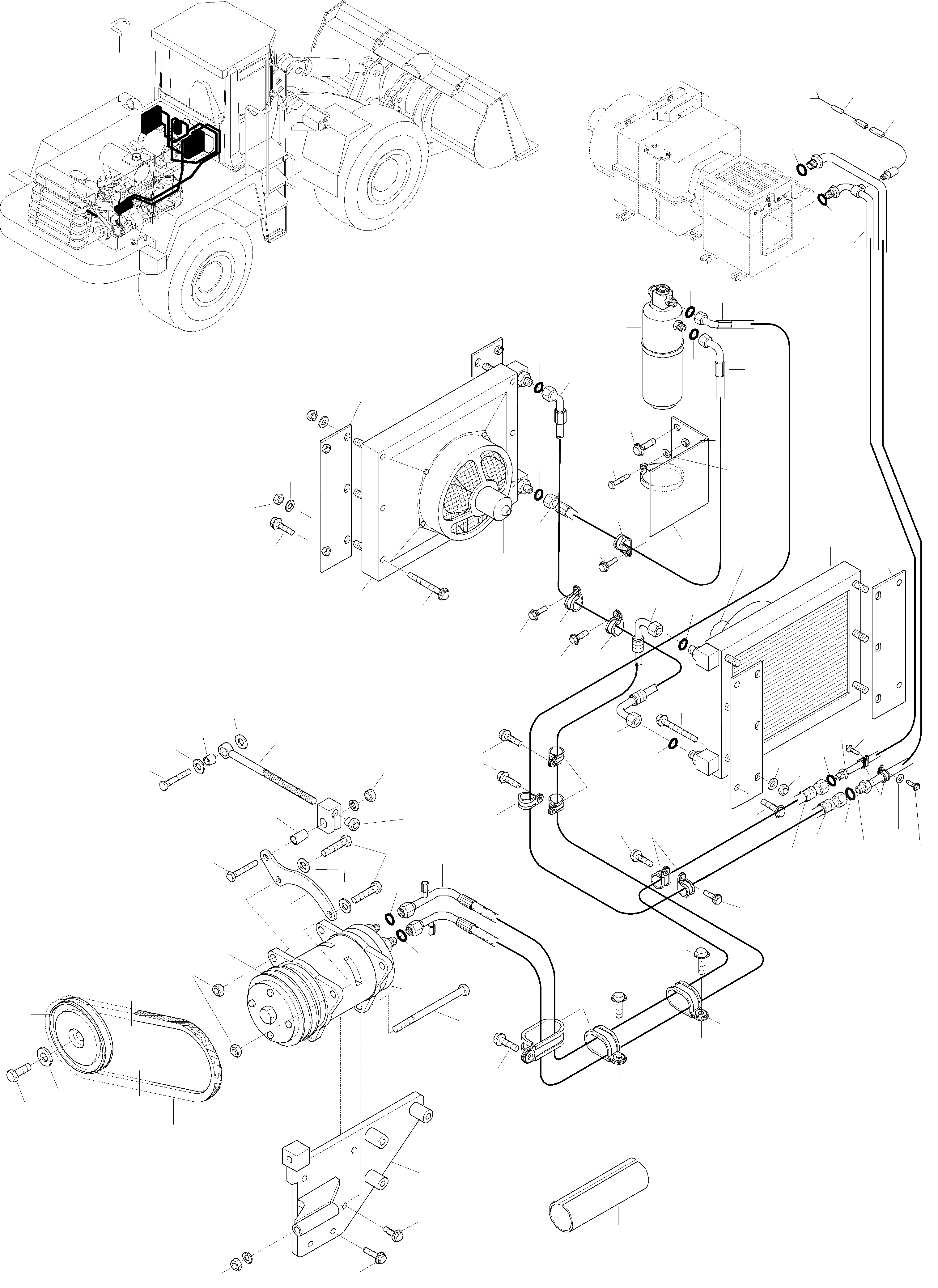 Схема запчастей Komatsu WA470-3 active - КОНДИЦ. ВОЗДУХА, ATTACHING ЧАСТИ ПРИВОДRS КАБИНА