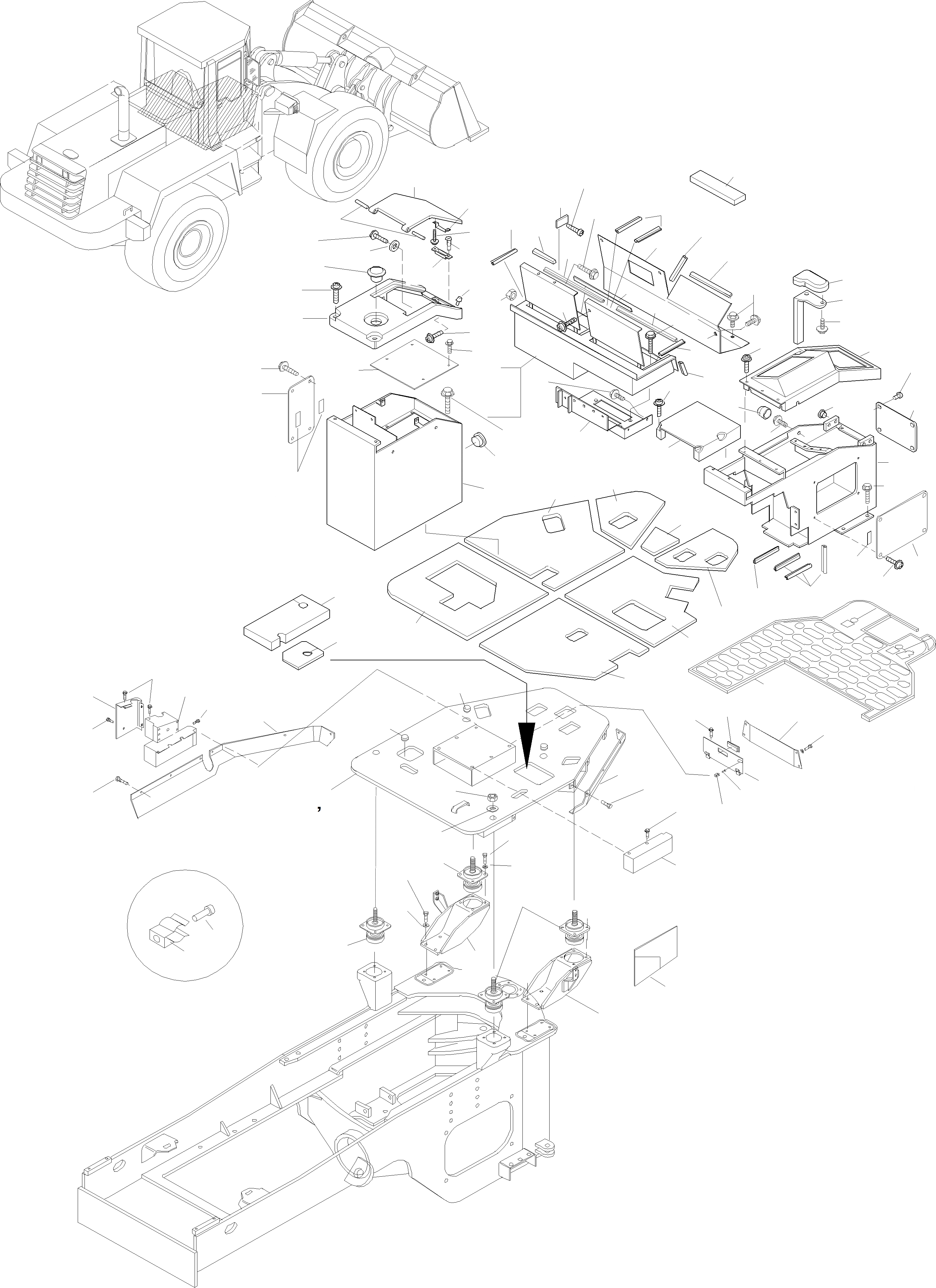 Схема запчастей Komatsu WA470-3 active - ПЛАТФОРМА, ATTACHING ЧАСТИ РАМА