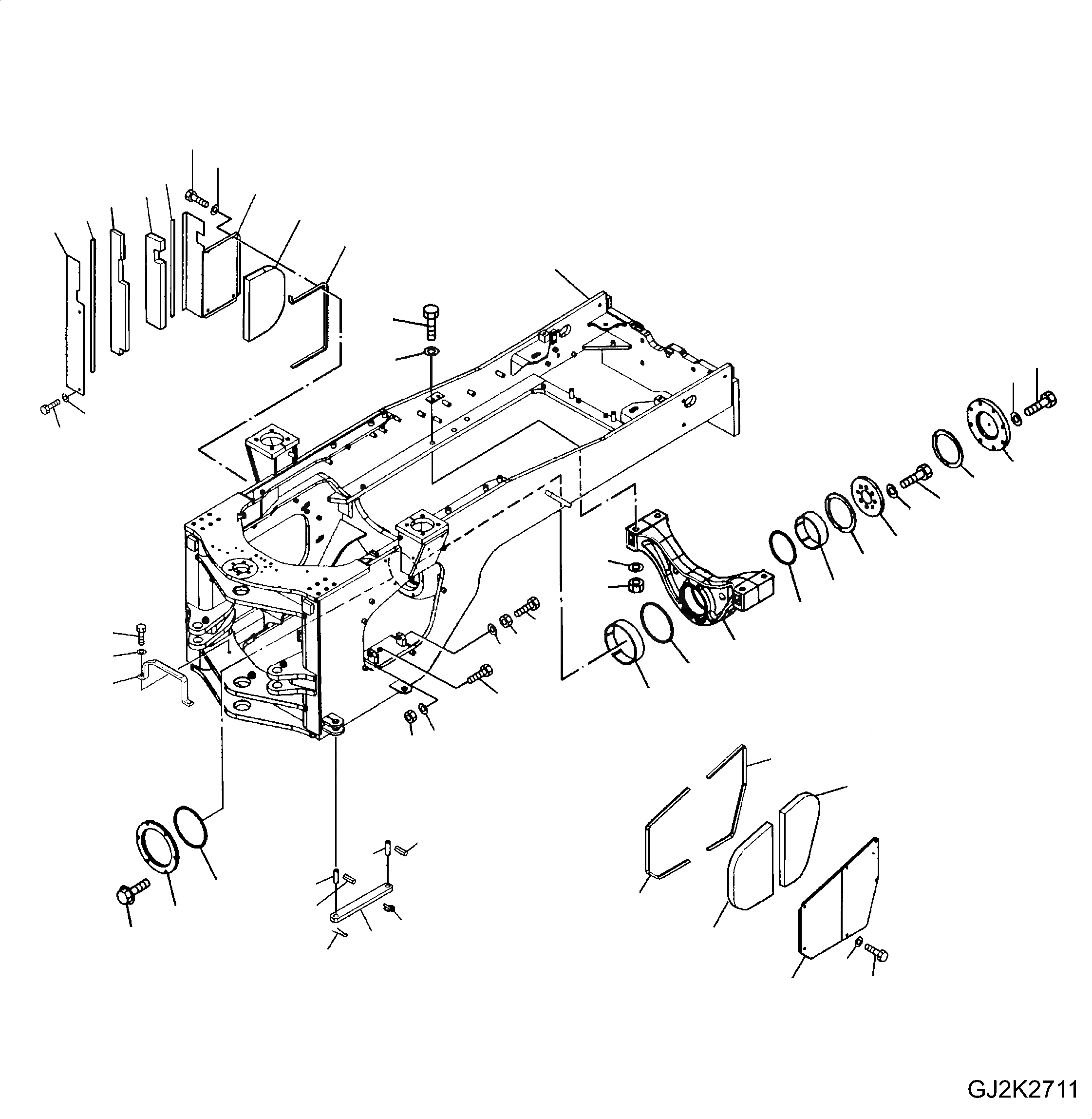 Схема запчастей Komatsu WA470-5 - ЗАДН. РАМА РАМА