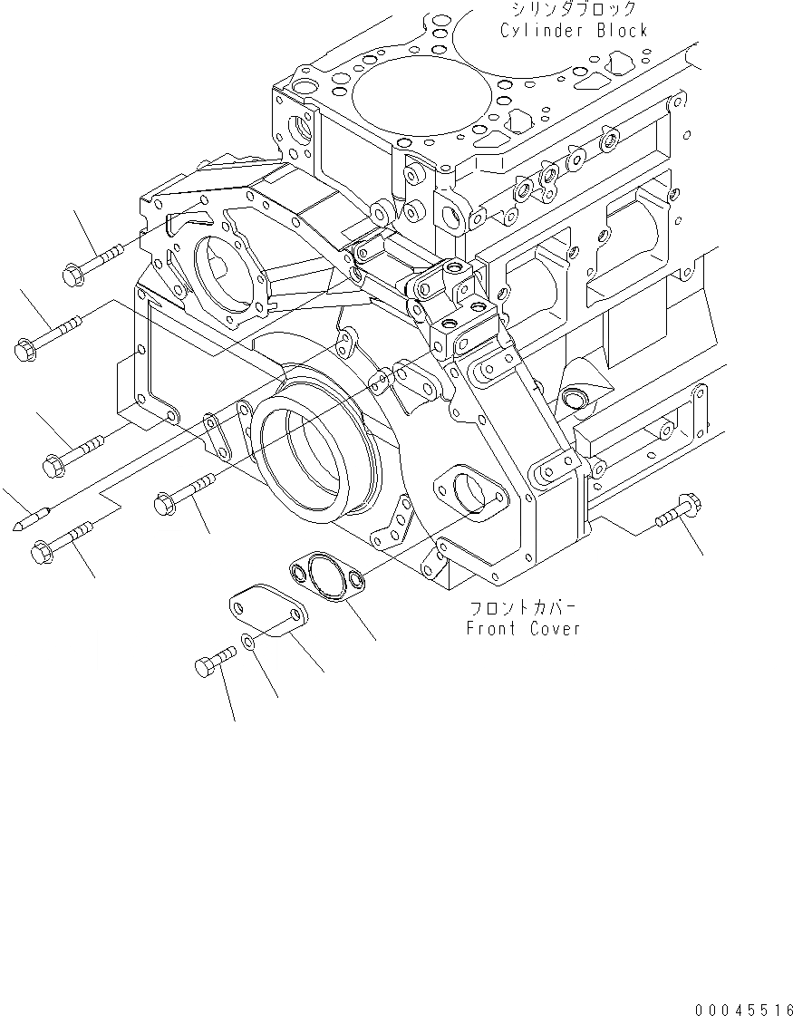 Схема запчастей Komatsu WA470-6 - ЭЛЕМЕНТЫ ПЕРЕДН. КРЫШКИ (КРЕПЛЕНИЕ БОЛТ И POINTER) AA ДВИГАТЕЛЬ