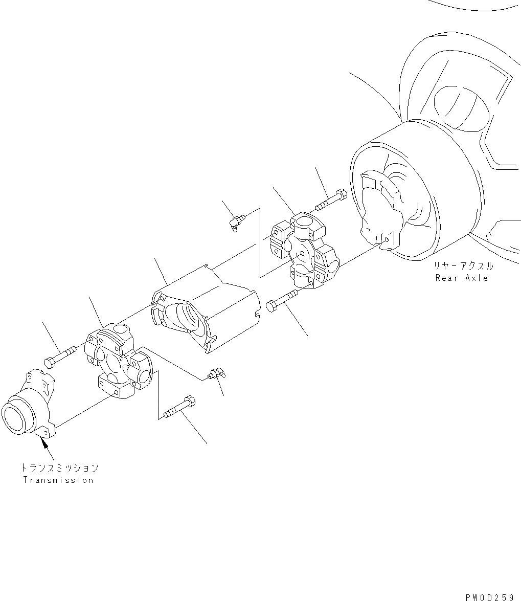 Схема запчастей Komatsu WA470-6 - ВЕДУЩ. ВАЛ (ЗАДН.) F ТРАНСМИССИЯ