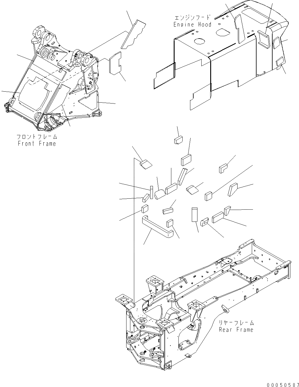 Схема запчастей Komatsu WA470-6 - БЛОКИР. ШАНГА И КРЫШКА(ЩИТКИ) J ОСНОВНАЯ РАМА И ЕЕ ЧАСТИ