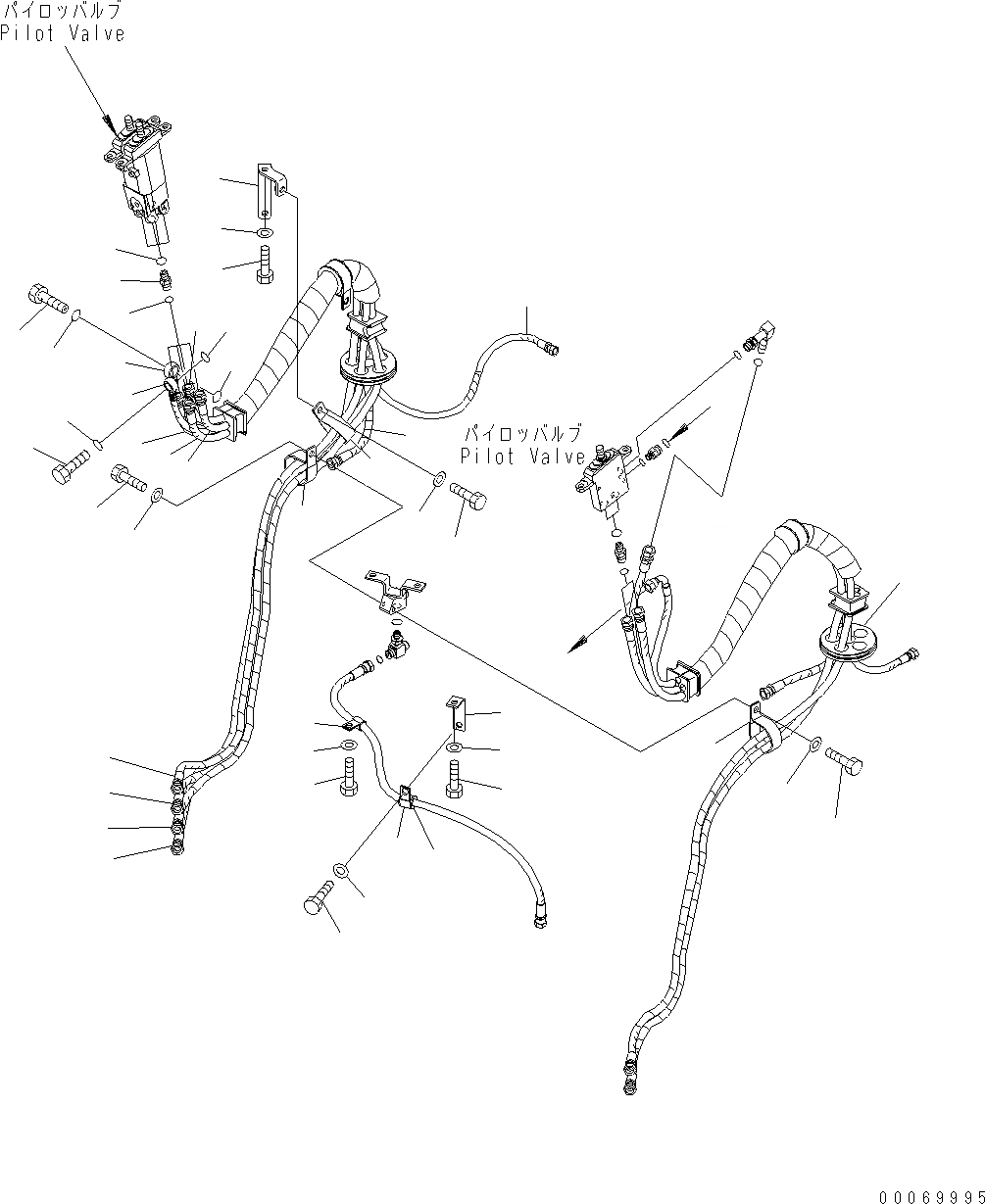 Схема запчастей Komatsu WA470-6 - УПРАВЛЕНИЕ ПОГРУЗКОЙ (3-Х СЕКЦИОНН. PPC) (ШЛАНГИ) (/) (ДЛЯ УПРАВЛ-Е ДЖОЙСТИКОМ) K OPERATORґS ОБСТАНОВКА И СИСТЕМА УПРАВЛЕНИЯ