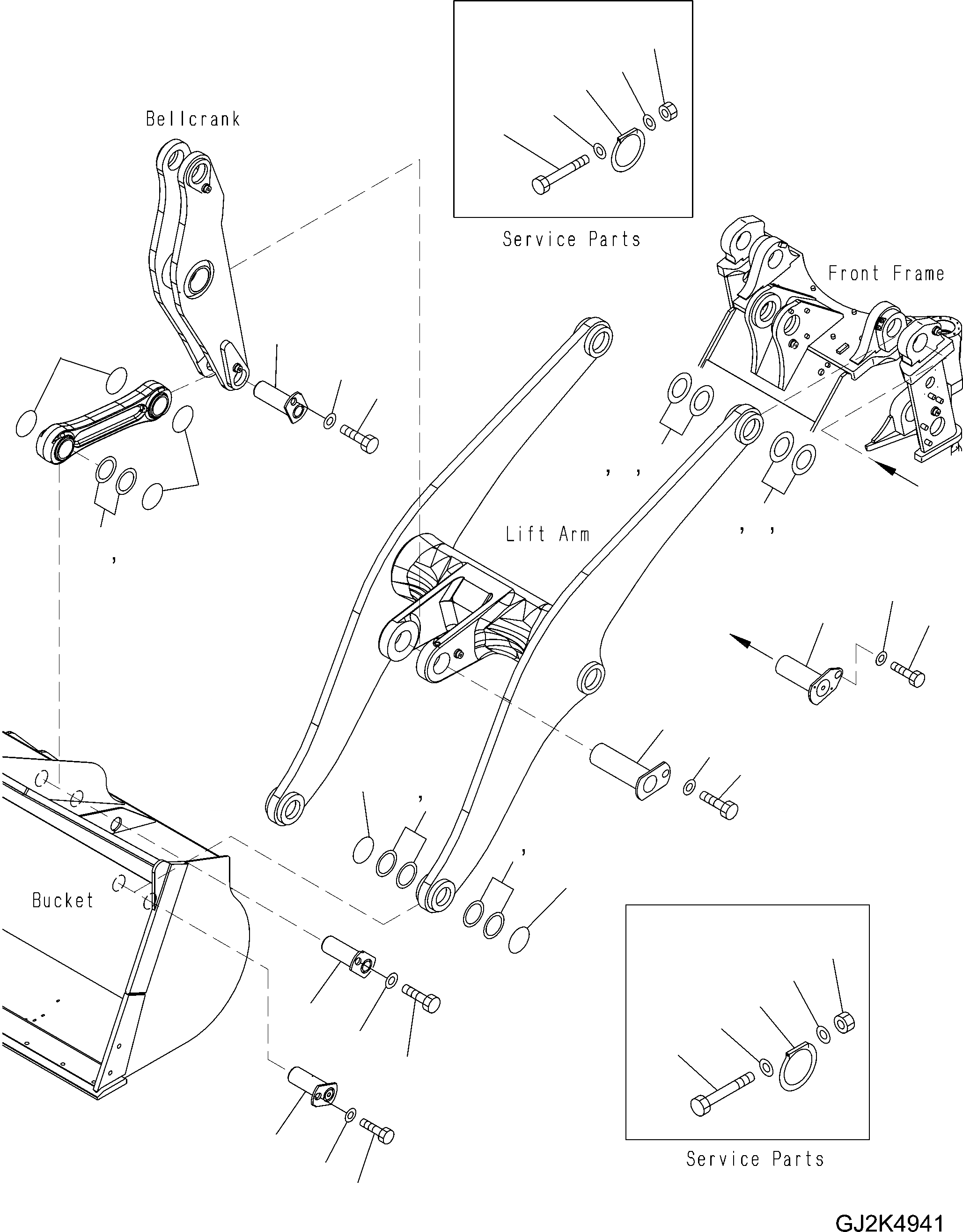 Схема запчастей Komatsu WA470-6 - РУКОЯТЬ И КОЛЕНЧАТЫЙ РЫЧАГ (MOUTING ЧАСТИ) T РАБОЧЕЕ ОБОРУДОВАНИЕ