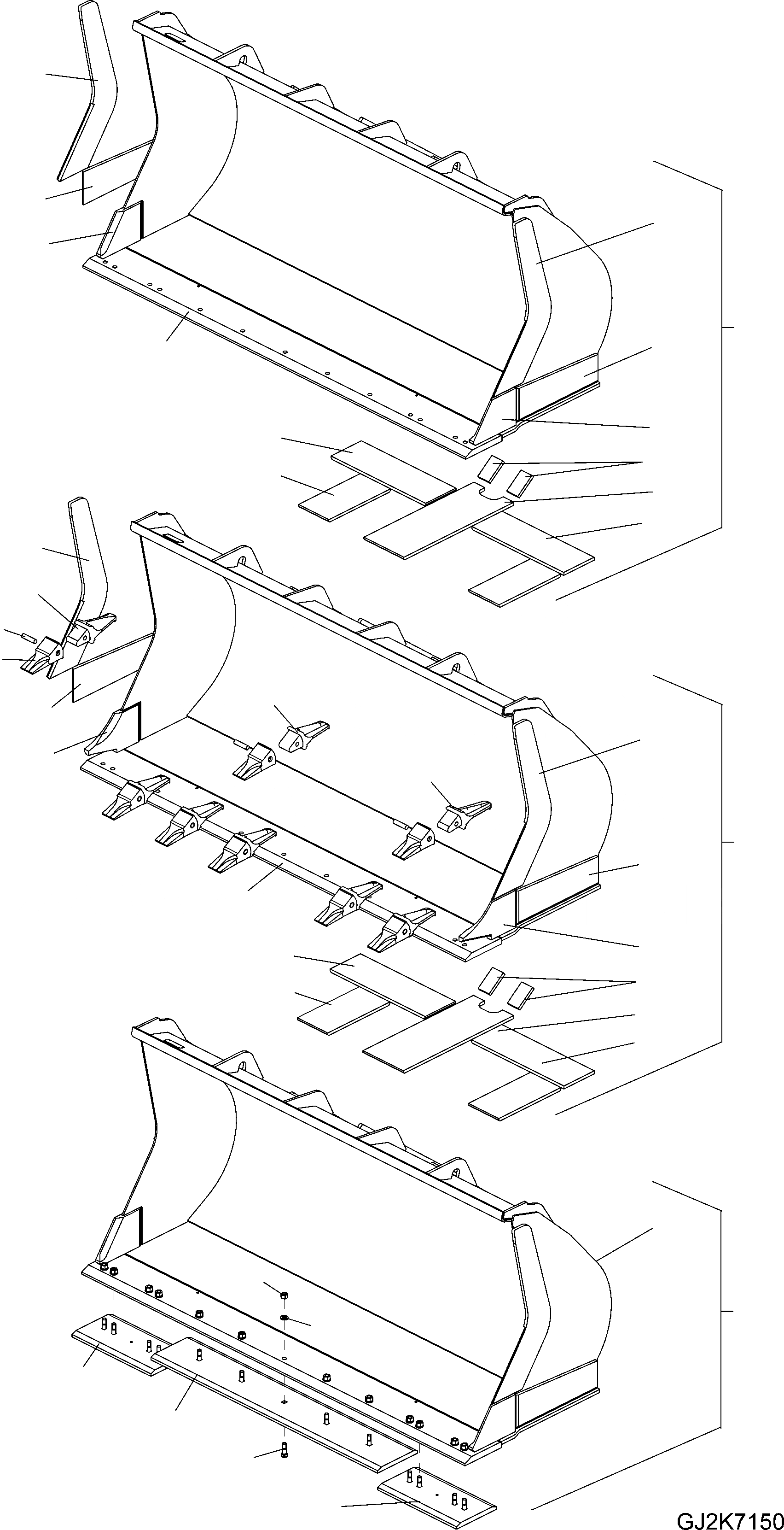 Схема запчастей Komatsu WA470-6 - КОВШ (ШИР. .M NOT ДЛЯ ROAD TRAFFIC REGULATION) (ТИП D) T РАБОЧЕЕ ОБОРУДОВАНИЕ