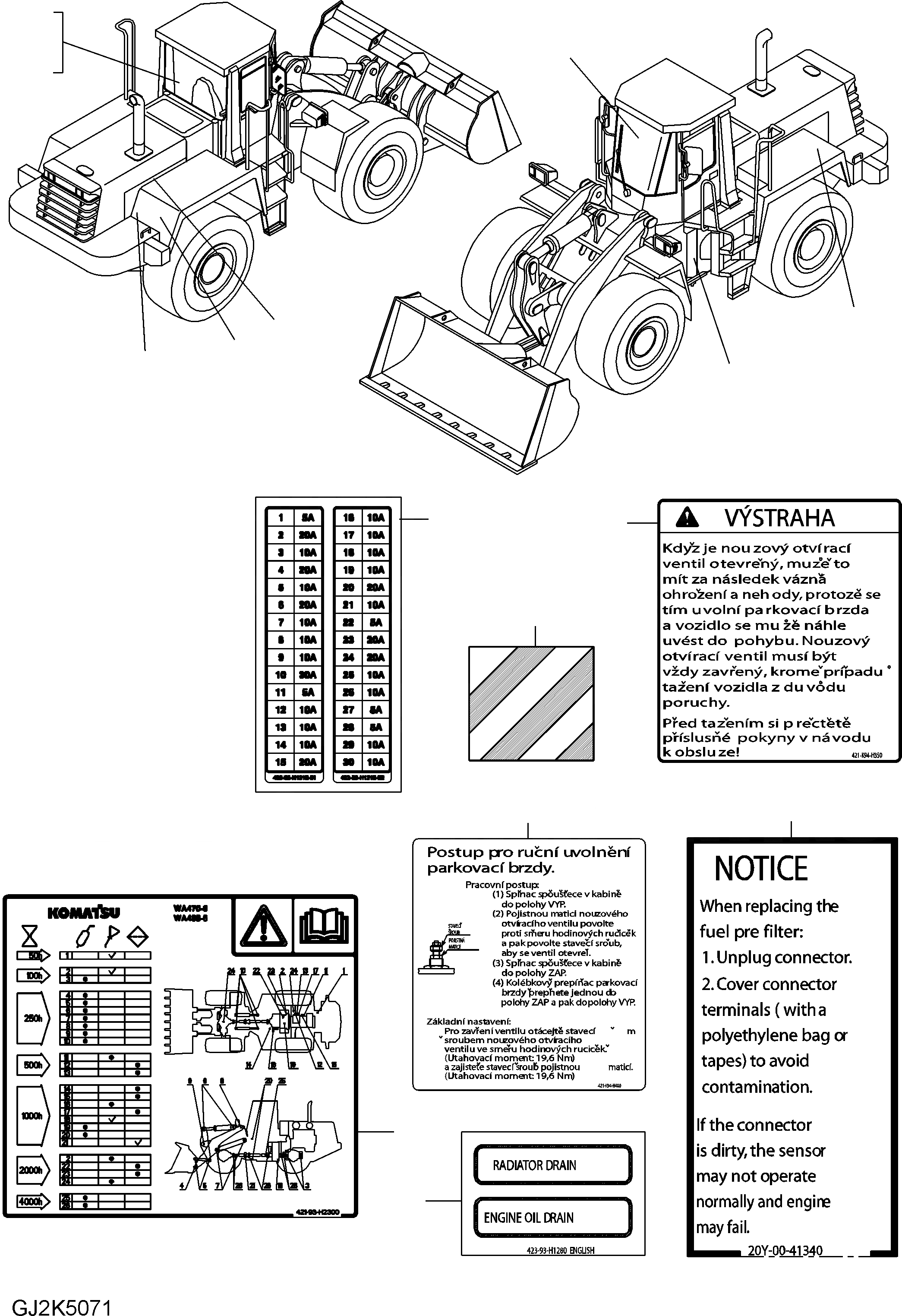 Схема запчастей Komatsu WA470-6 - ТАБЛИЧКИ (CZECH) U МАРКИРОВКА