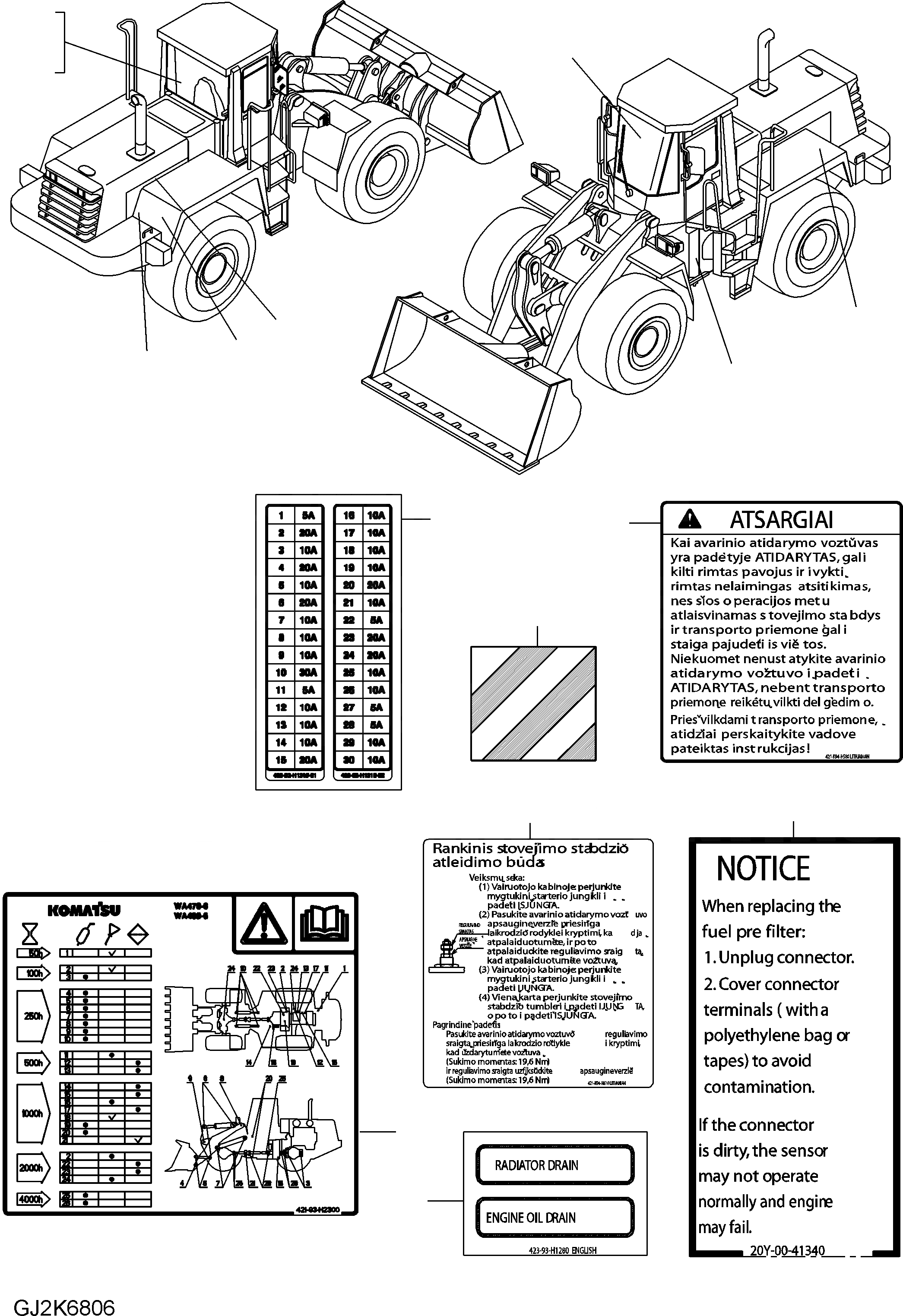Схема запчастей Komatsu WA470-6 - ТАБЛИЧКИ (LITHUANIAN) U МАРКИРОВКА