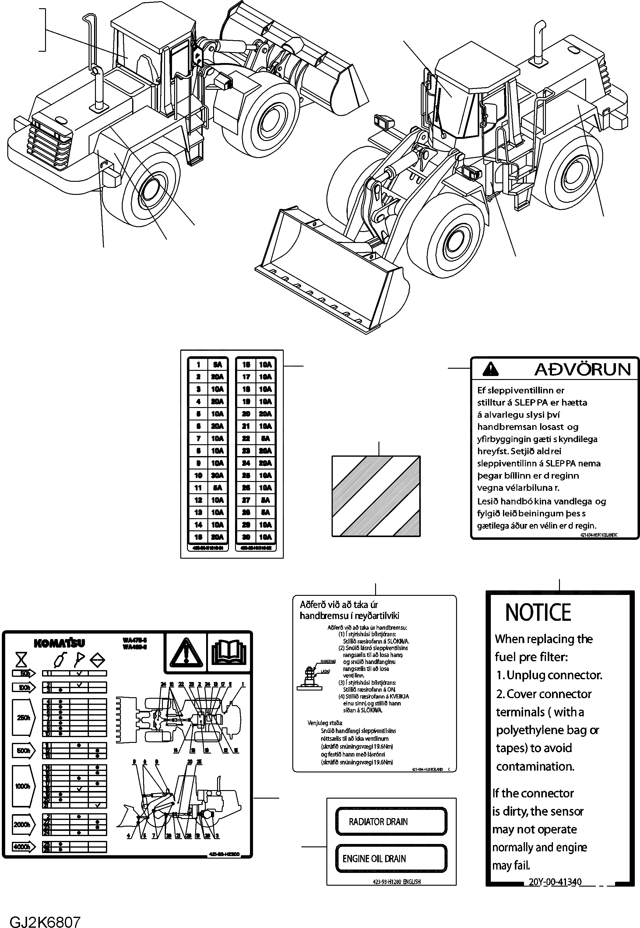 Схема запчастей Komatsu WA470-6 - ТАБЛИЧКИ (ICELANDIC) U МАРКИРОВКА