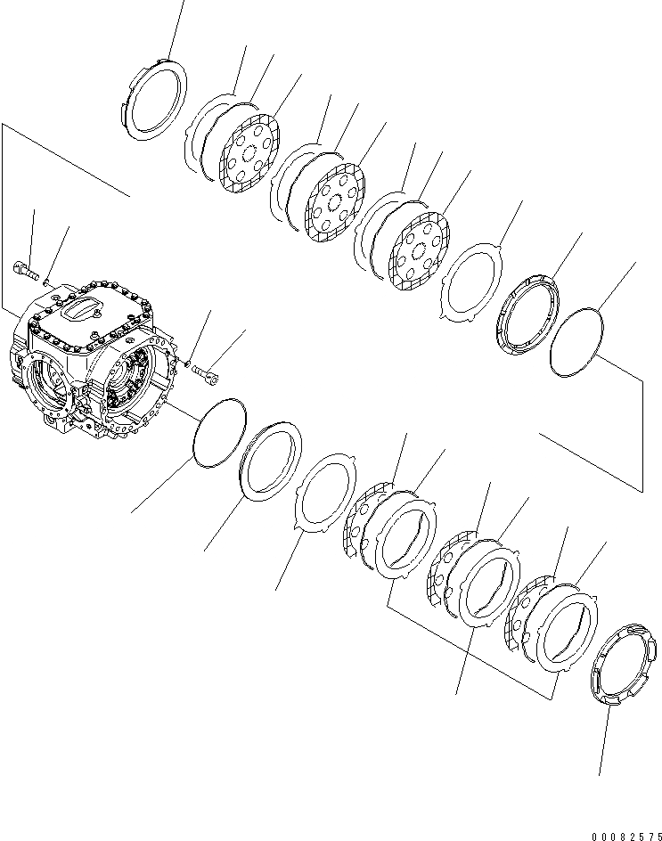 Схема запчастей Komatsu WA480-6 - ЗАДН. МОСТ (ТОРМОЗ.)(№9-) СИЛОВАЯ ПЕРЕДАЧА