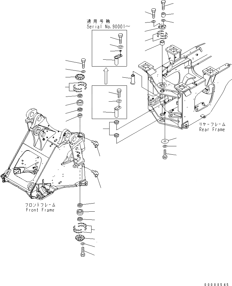 Схема запчастей Komatsu WA480-6 - HINGE ПАЛЕЦ(№8-) ОСНОВНАЯ РАМА И ЕЕ ЧАСТИ