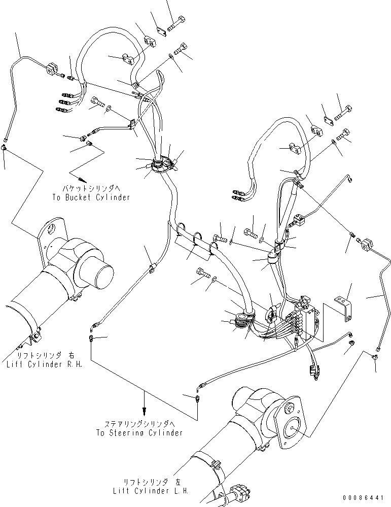 Схема запчастей Komatsu WA480-6 - УДАЛЕННАЯ СМАЗКА (ПЕРЕДН. РАМА) (/) (ДЛЯ АВТОМАТИЧ. СМАЗ.)(№8-) ОСНОВНАЯ РАМА И ЕЕ ЧАСТИ