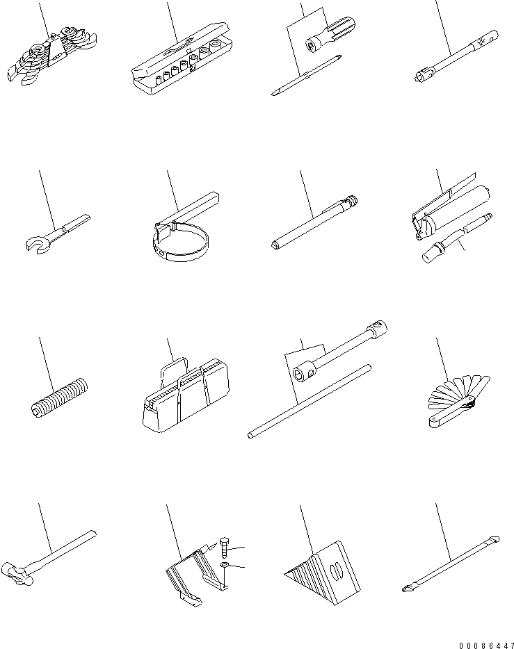 Схема запчастей Komatsu WA480-6 - ИНСТРУМЕНТ (ИНСТРУМЕНТ И КОЛЕСА СТОПОР)(№8-) АКСЕССУАРЫ И ИНСТРУМЕНТ