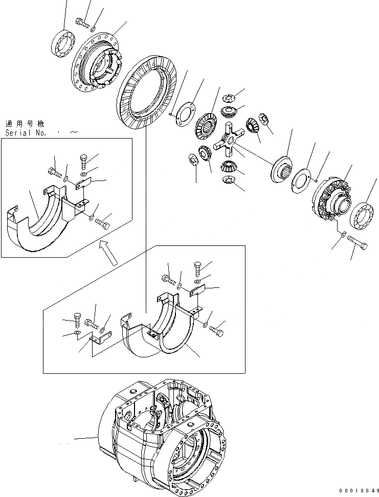 Схема запчастей Komatsu WA480-5 - ПЕРЕДНИЙ МОСТ (ДИФФЕРЕНЦ.¤ /) СИЛОВАЯ ПЕРЕДАЧА