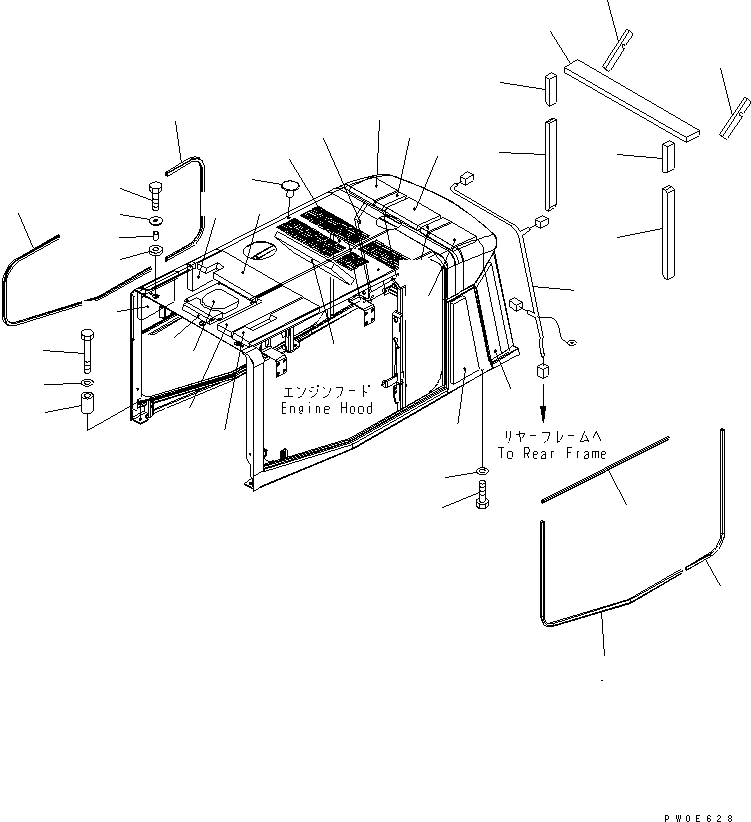 Схема запчастей Komatsu WA480-5 - КАПОТ (ЩИТКИ И ЭЛЕМЕНТЫ КРЕПЛЕНИЯ) (ШУМОПОДАВЛ. СПЕЦ-Я) ЧАСТИ КОРПУСА