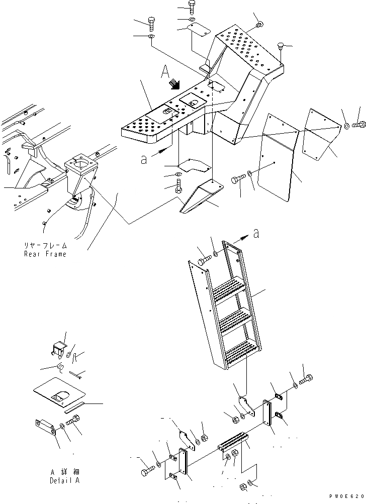 Схема запчастей Komatsu WA480-5 - ЛЕСТНИЦА (ПОЛ ЛЕВ.) (ДЛЯ АВТОМАТИЧ. СМАЗ.)(№8-8) ЧАСТИ КОРПУСА