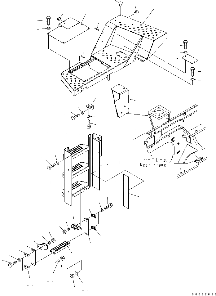 Схема запчастей Komatsu WA480-5 - ЛЕСТНИЦА (ПОЛ ПРАВ.)(№8-) ЧАСТИ КОРПУСА
