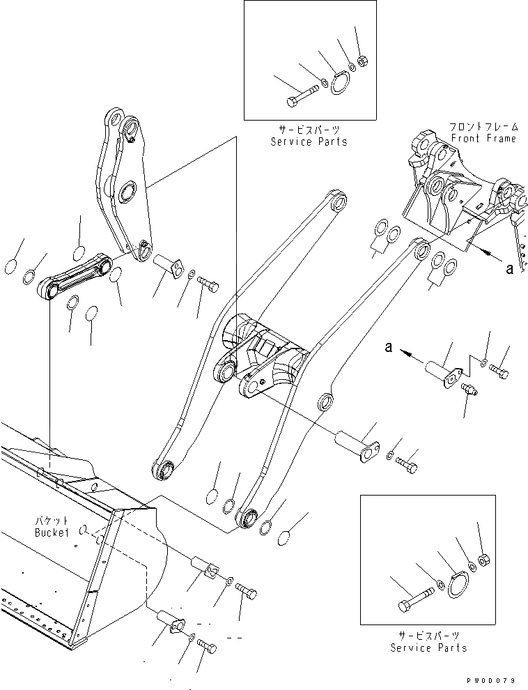 Схема запчастей Komatsu WA480-5 - РУКОЯТЬ И КОЛЕНЧАТЫЙ РЫЧАГ (ЭЛЕМЕНТЫ КРЕПЛЕНИЯ) РАБОЧЕЕ ОБОРУДОВАНИЕ