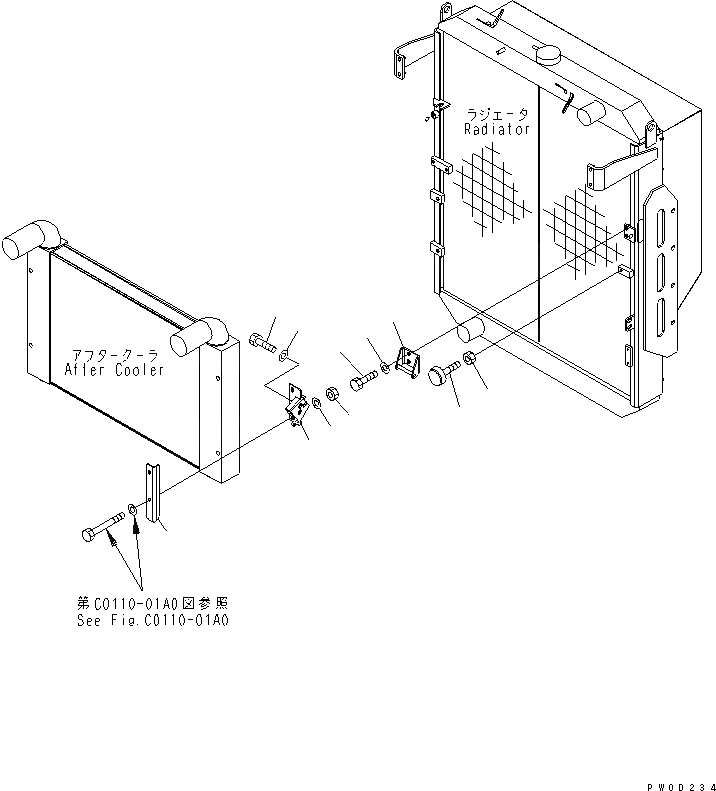 Схема запчастей Komatsu WA480-5 - РАДИАТОР (БЛОКИР.) СИСТЕМА ОХЛАЖДЕНИЯ
