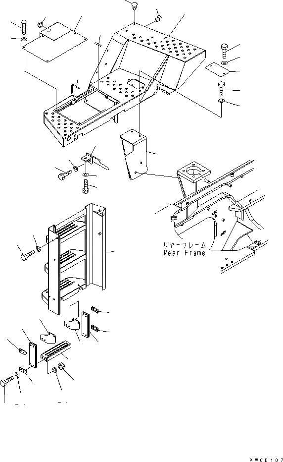 Схема запчастей Komatsu WA480-5 - ЛЕСТНИЦА (ПОЛ ПРАВ.) ЧАСТИ КОРПУСА