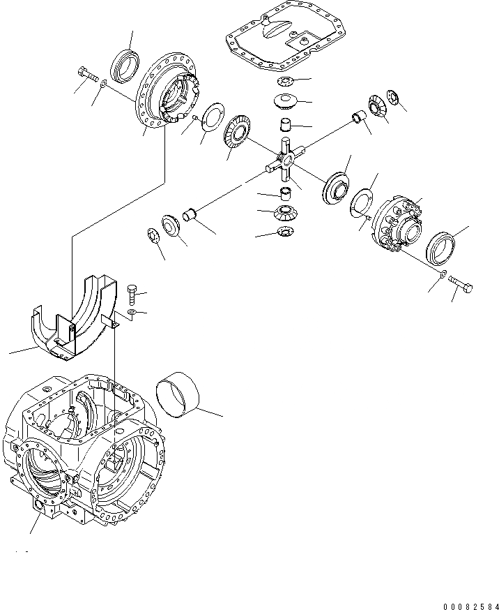 Схема запчастей Komatsu WA480-6 - ЗАДН. МОСТ (ДИФФЕРЕНЦ.¤ /)(№9-) СИЛОВАЯ ПЕРЕДАЧА