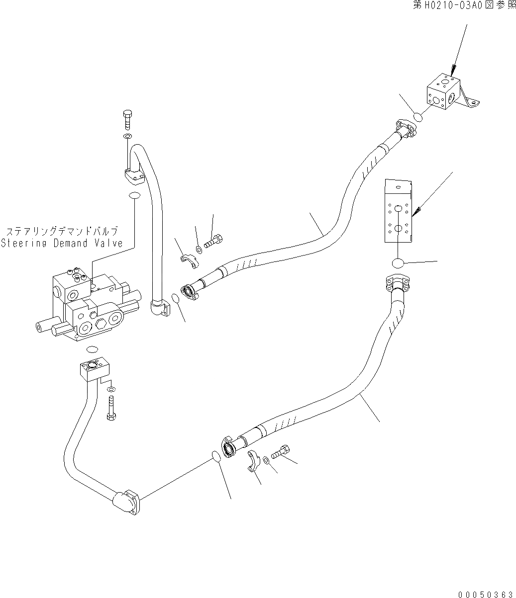 Схема запчастей Komatsu WA480-6 LC - ГИДРОЛИНИЯ (РУЛЕВ. УПРАВЛЕНИЕ ЛИНИЯ) H ГИДРАВЛИКА