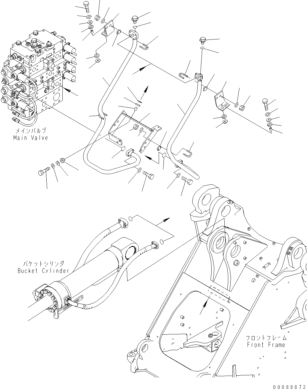 Схема запчастей Komatsu WA480-6 LC - ГИДРОЛИНИЯ (ЛИНИЯ ГИДРОЦИЛИНДРА КОВША) (ДЛЯ 3-Х СЕКЦИОНН. КЛАПАН) (EPC) H ГИДРАВЛИКА