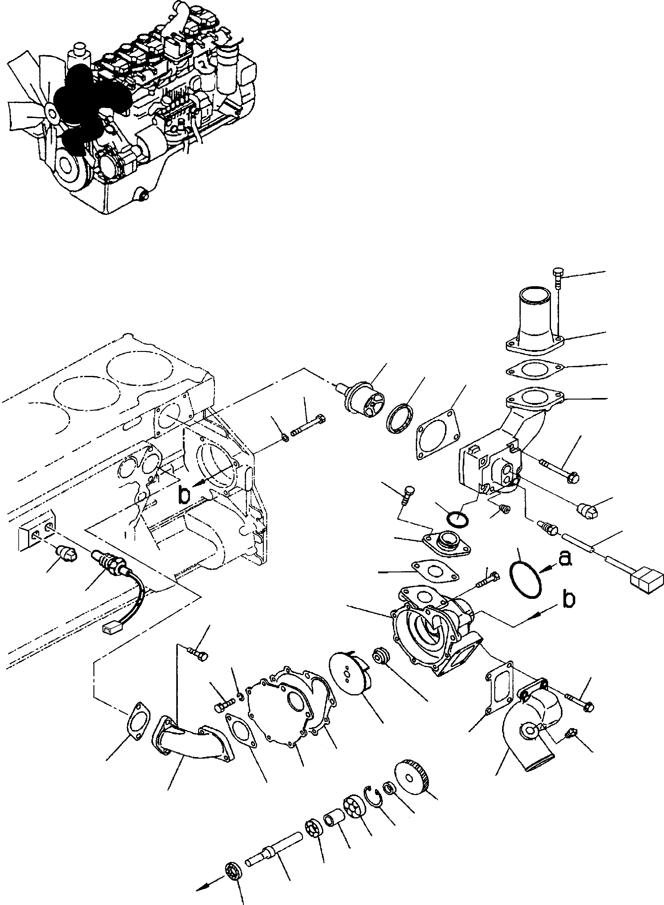 Схема запчастей Komatsu WA480-5 - ВОДЯНАЯ ПОМПА ДВИГАТЕЛЬ, КРЕПЛЕНИЕ ДВИГАТЕЛЯ