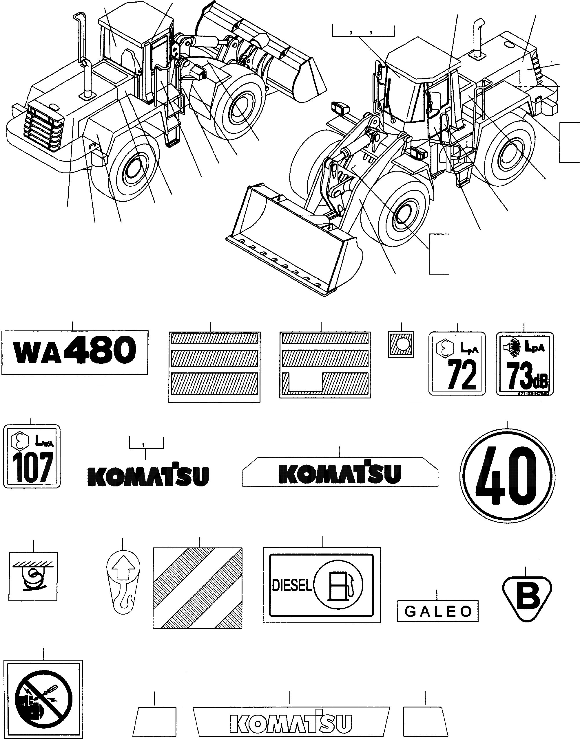 Схема запчастей Komatsu WA480-5 - БУКВЕНН. ИНСТРУМЕНТ, АКСЕССУАРЫ, БУКВЕНН.