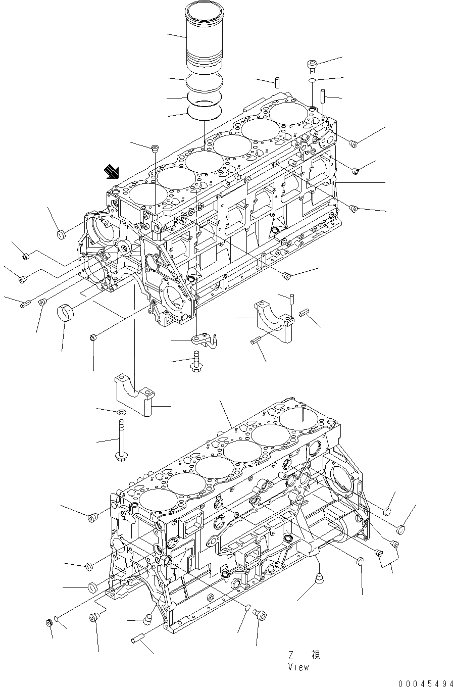 Схема запчастей Komatsu WA480-6 - БЛОК ЦИЛИНДРОВ AA ДВИГАТЕЛЬ