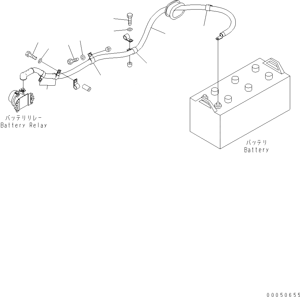 Схема запчастей Komatsu WA480-6 - ЗАДН. Э/ПРОВОДКА (АККУМУЛЯТОР КАБЕЛЬ) E ЭЛЕКТРИКА