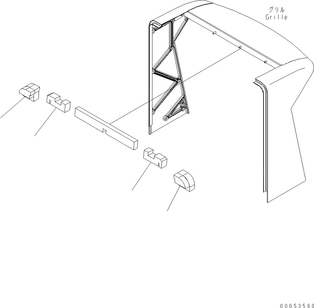Схема запчастей Komatsu WA480-6 - КАПОТ (ЗАДН. РЕШЕТКА) (ЩИТКИ) (/) M ЧАСТИ КОРПУСА