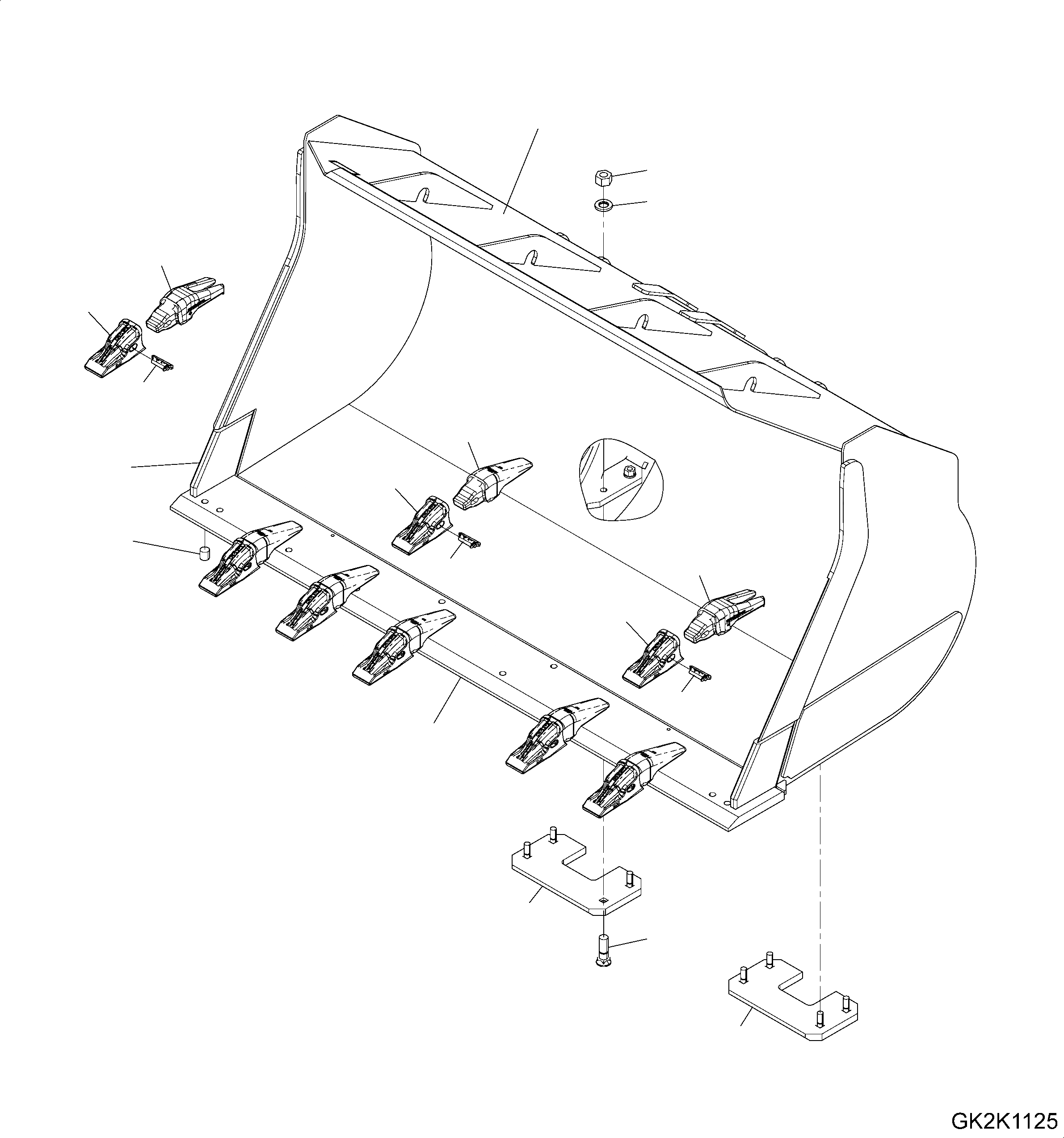 Схема запчастей Komatsu WA480-6 - КОВШ (ШИР. .M) (.CBM) (ТИП C) (С TEETH HENSLEY) T РАБОЧЕЕ ОБОРУДОВАНИЕ